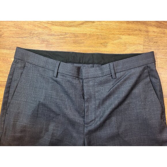 J. Crew Men's Pants 34x30 Bowery Slim-Fit Classic Navy Blue Wool Subtle Plaid - Picture 3 of 5